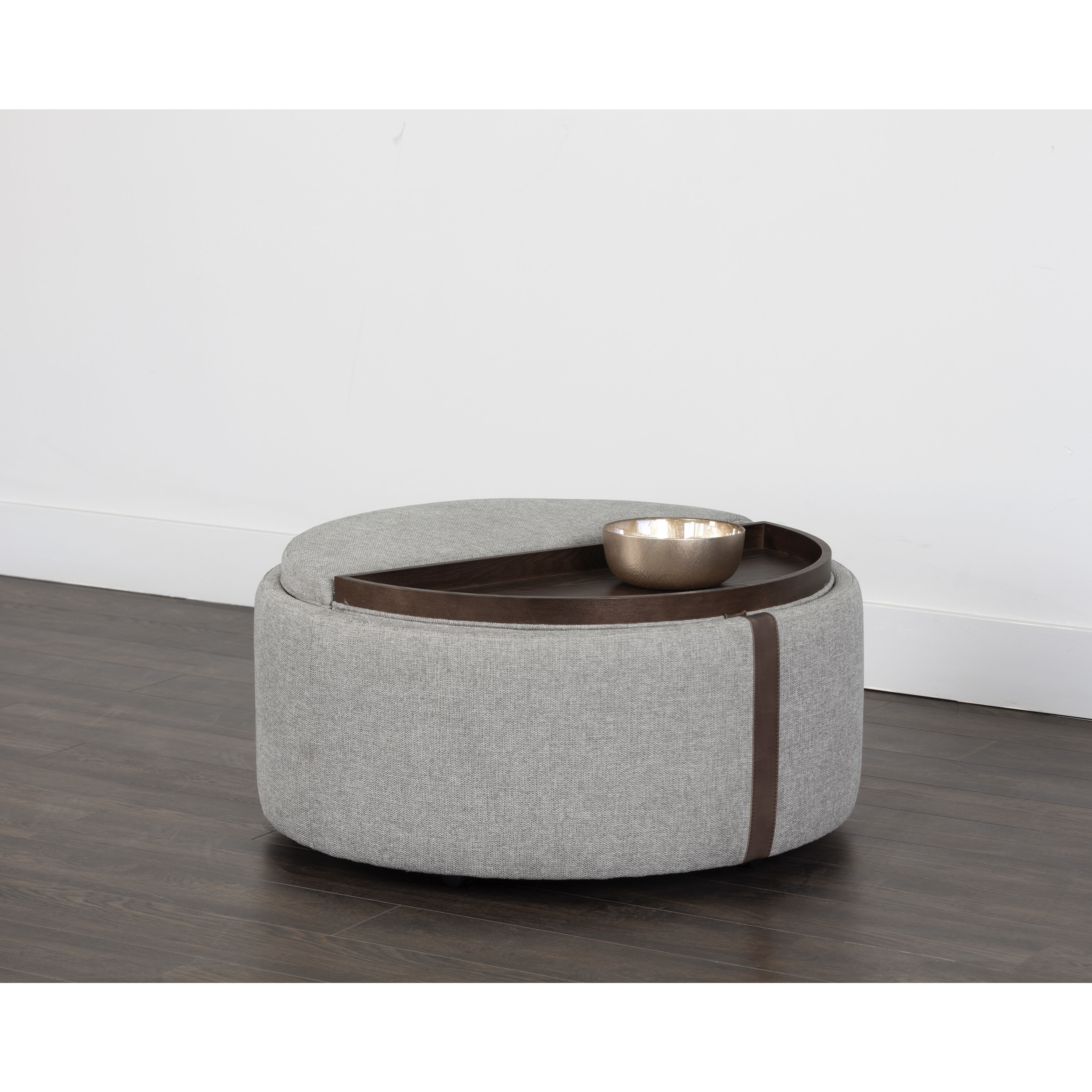 Borelli 17.25 inch Belfast Heather Grey / Autumn Chestnut Wheeled Storage Ottoman, Wheeled